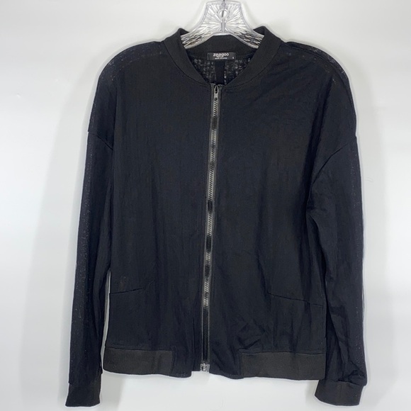 Zeagoo Black Mesh Bomber Jacket Size Small - Picture 1 of 6